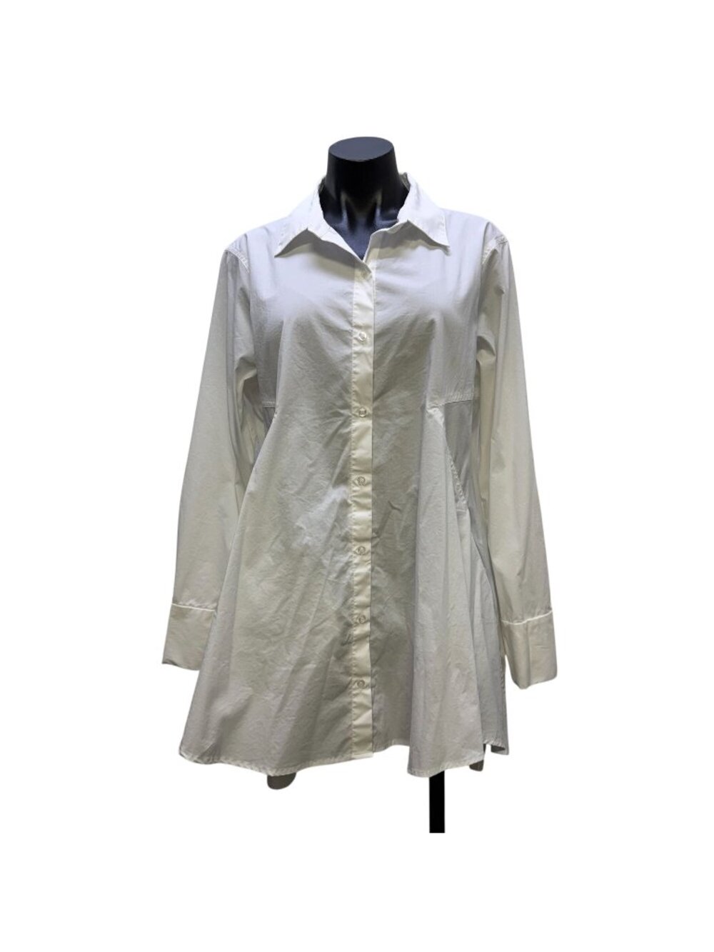 Donna Karan White Long Sleeve Tunic Blouse L